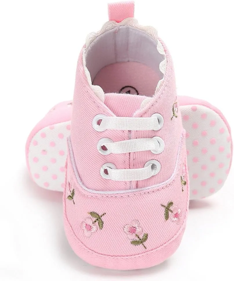 Size 9 Toddler Shoes Girls Baby Girls Sole Infant Crib Shoes Floral Canvas Soft Anti-Slip Baby Girl Shoes 2t