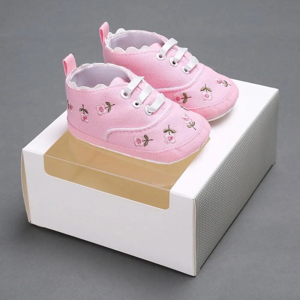 Size 9 Toddler Shoes Girls Baby Girls Sole Infant Crib Shoes Floral Canvas Soft Anti-Slip Baby Girl Shoes 2t