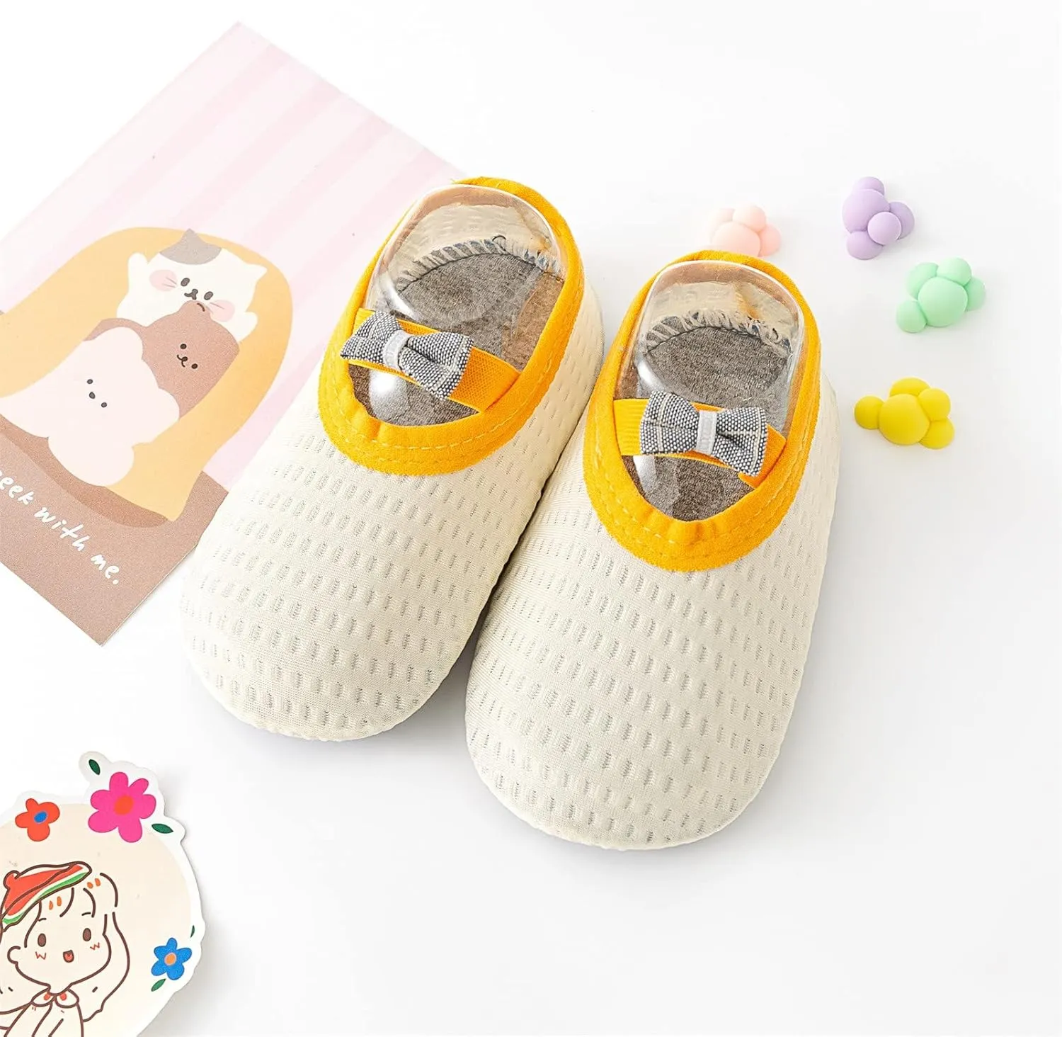 Spring and Summer Children Infant Toddler Shoes Boys and Girls Lightweight Mesh Breathable Comfortable Cute Bow Solid Color Infant Shoes Size 4