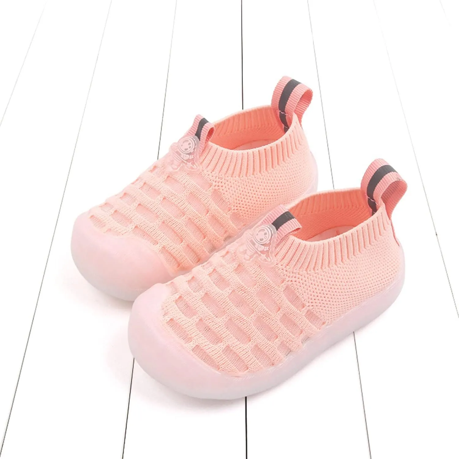 Spring and Summer Children Toddlers Boys and Girls Sports Shoes Flat Bottom Soft Fly Woven Mesh Breathable Comfortable Slip On Solid Casual Baby Girl Running Shoes