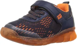 Stride Rite Boy's Made 2 Play Lighted Neo Sneaker, Navy/Orange, 2.5 W US Little Kid