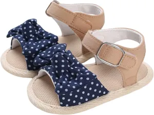 Summer Children Infant Toddler Shoes Girls Sandals Flat Bottom Lightweight Open Toe Breathable Polka Dot Bow 1 Year Old Girl Sandals