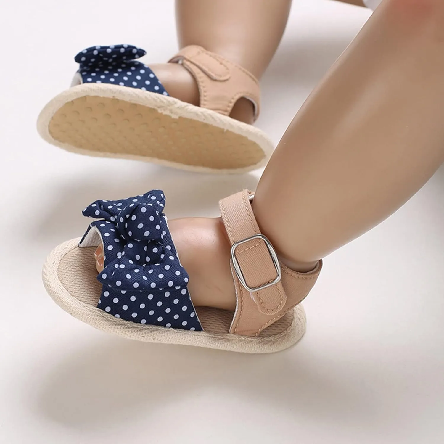 Summer Children Infant Toddler Shoes Girls Sandals Flat Bottom Lightweight Open Toe Breathable Polka Dot Bow 1 Year Old Girl Sandals