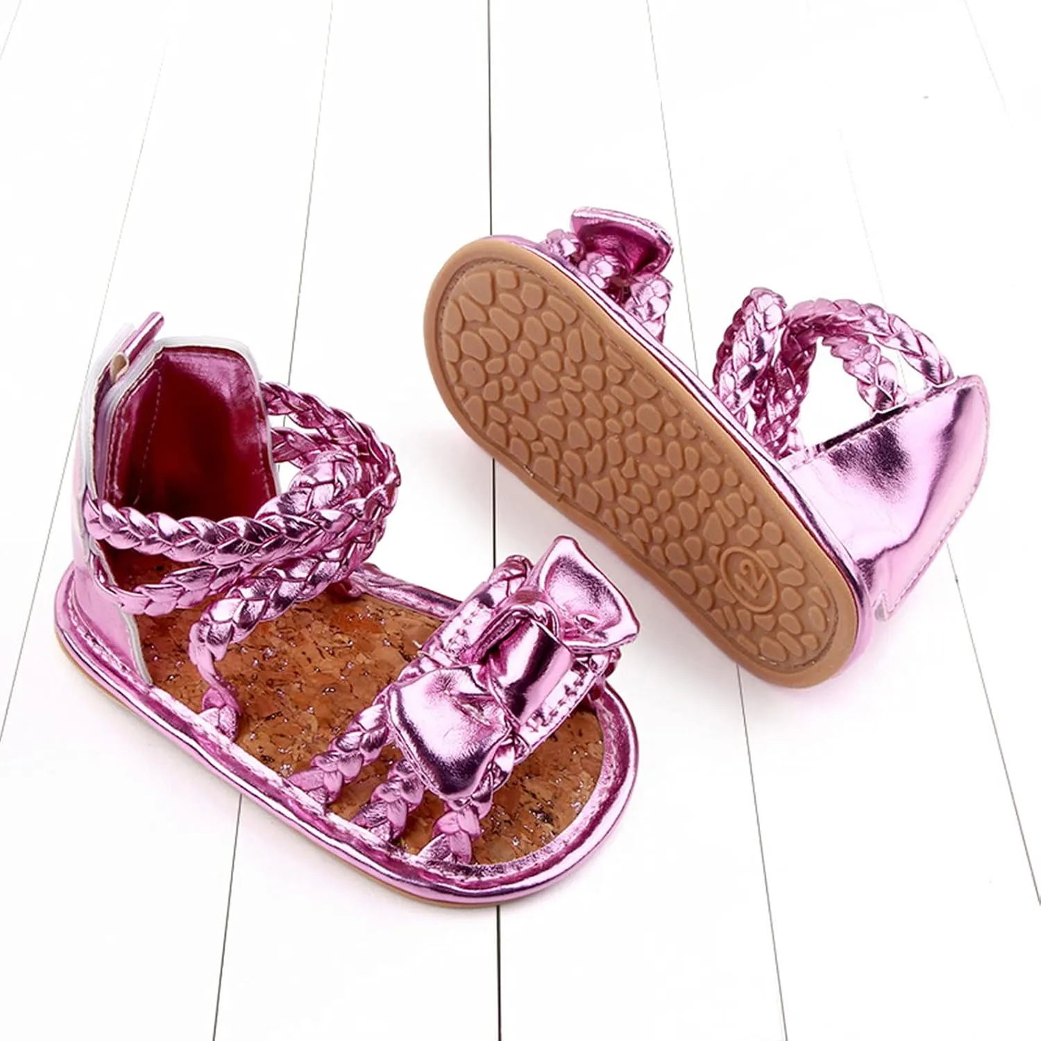Summer Girls Shoes Sandals Bow Rubber Baby Soft Boys Walking Flat Sole Non-Slip Baby Shoes Slides for Girls Size 3