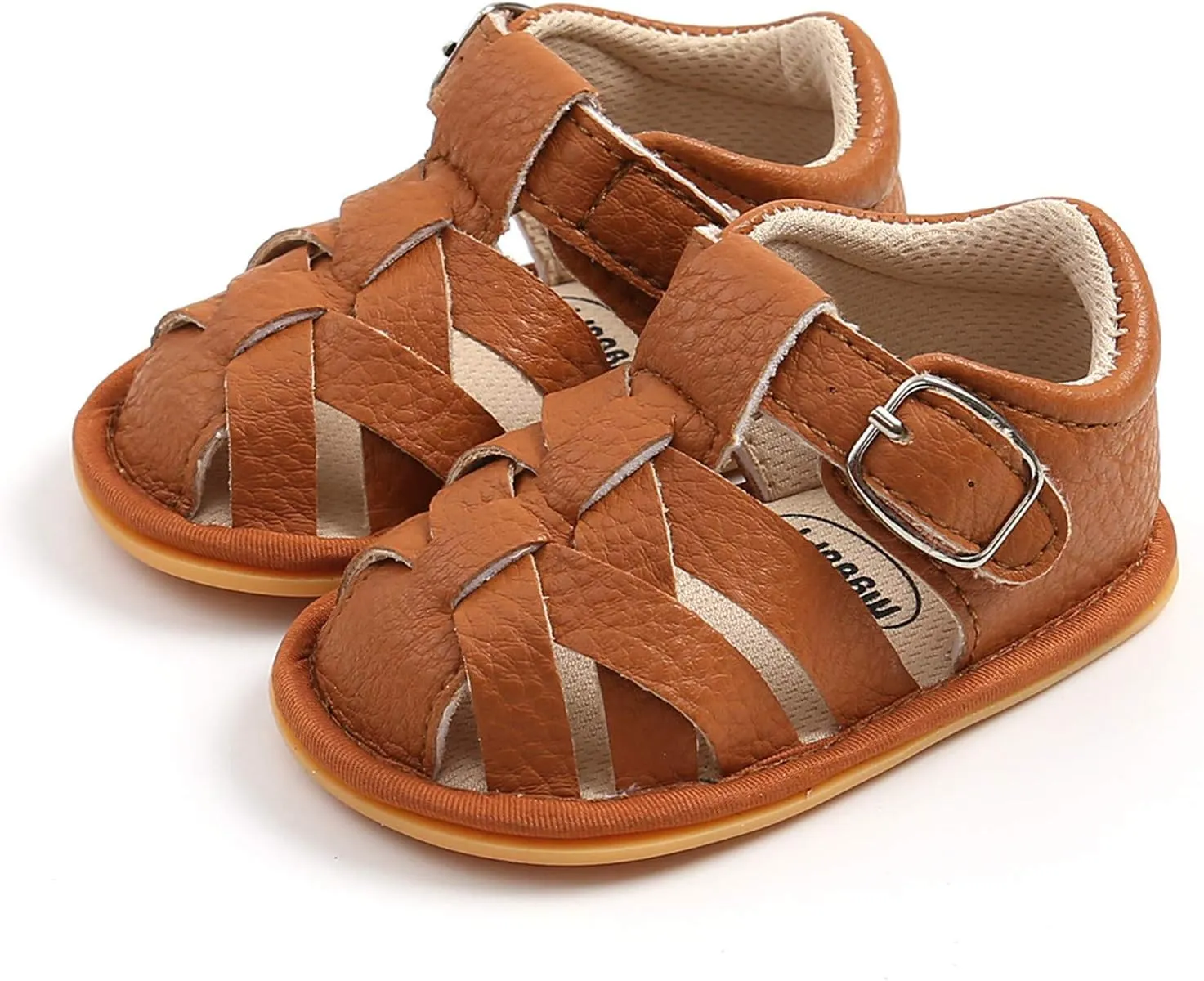 Summer Sandals for Baby Infant Boys Girls Sandals Cotton Soft Rubber Sole Non-Slip Closed Toe First Walkers Shoes