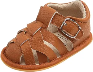 Summer Sandals for Baby Infant Boys Girls Sandals Cotton Soft Rubber Sole Non-Slip Closed Toe First Walkers Shoes