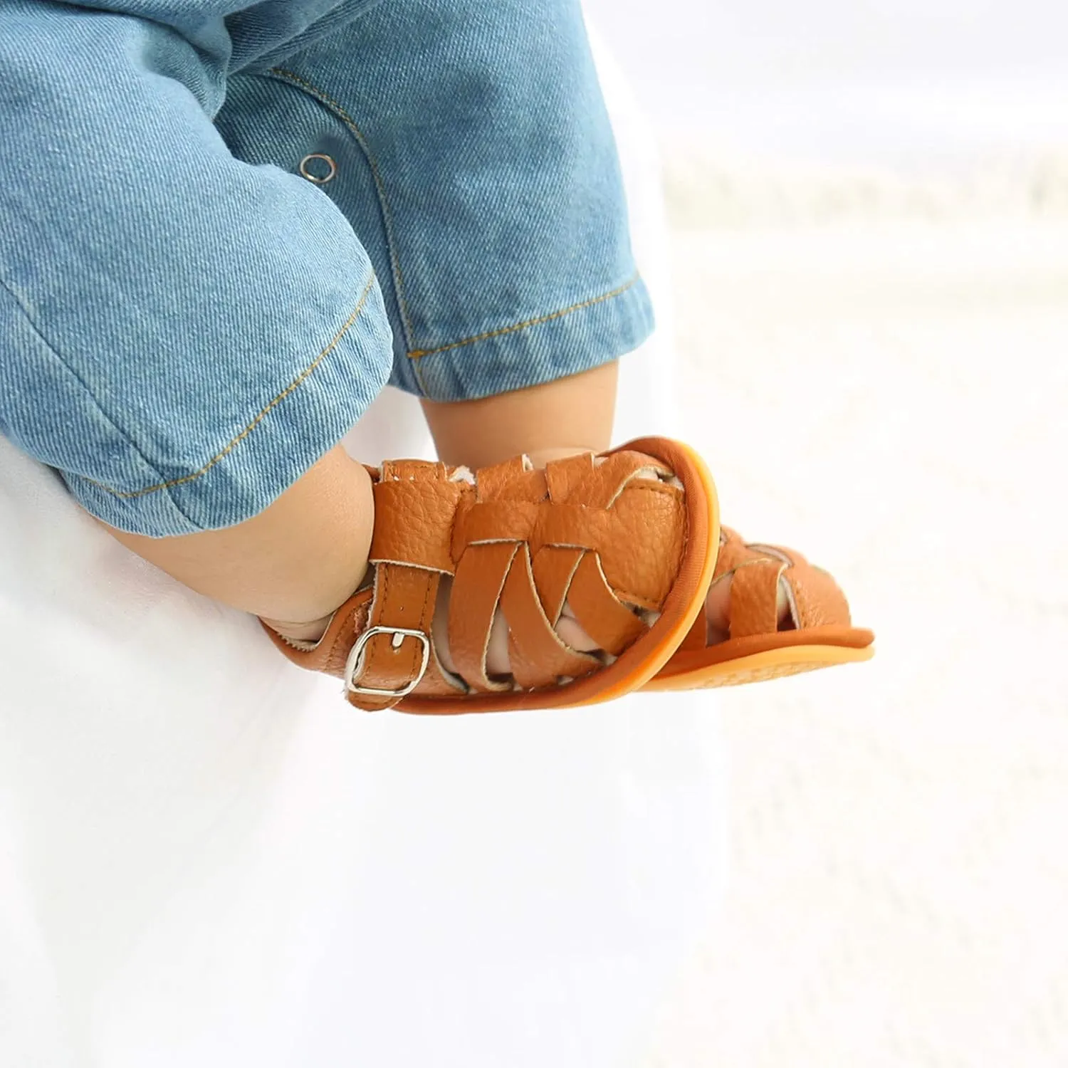 Summer Sandals for Baby Infant Boys Girls Sandals Cotton Soft Rubber Sole Non-Slip Closed Toe First Walkers Shoes