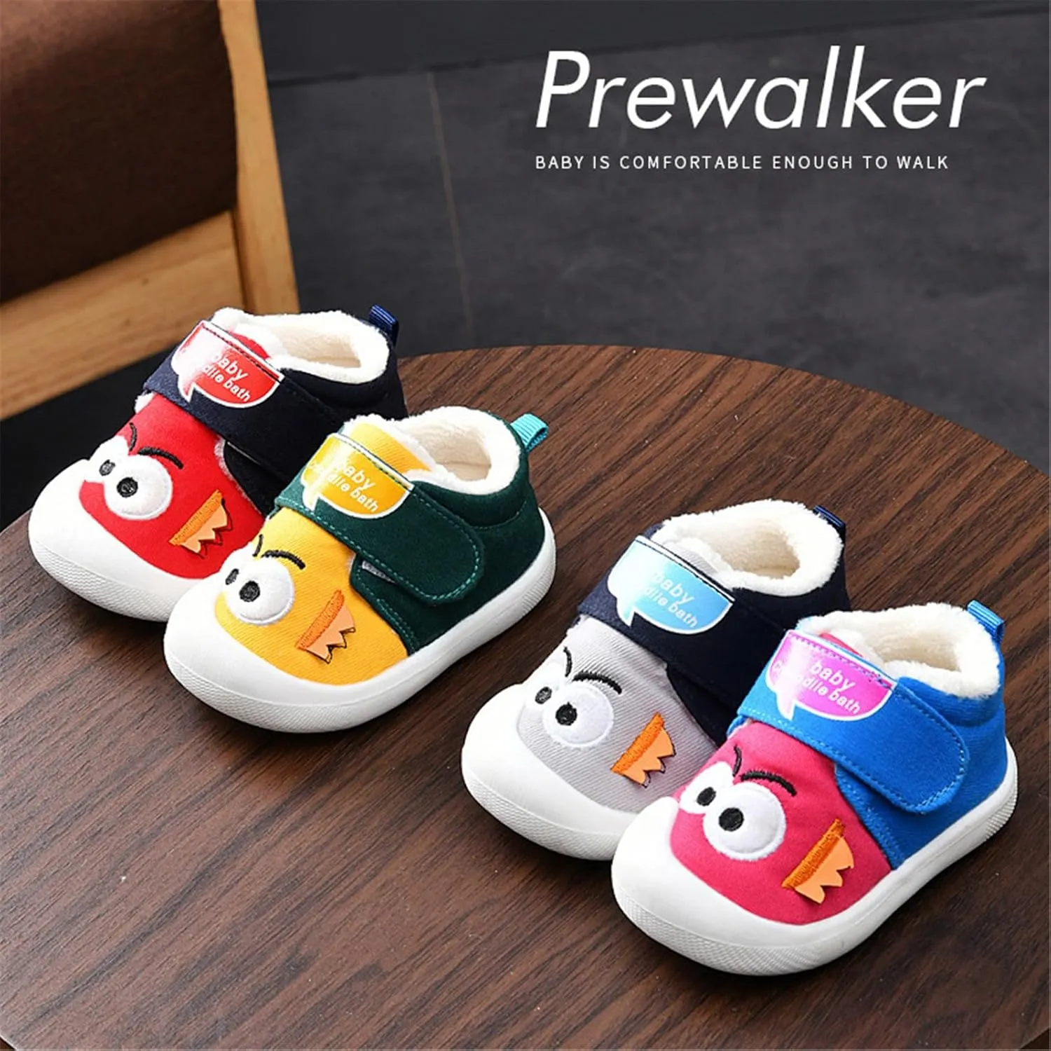 Toddler Baby Boy Girl Sneakers Fall and Winter Soft Sole Non Slip Padded Cotton Shoes Lightweight Boys Flexible Shoes