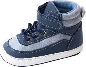 Toddler Baby Boys Girls High Tops Ankle Sneakers Soft Anti-Slip Sole PU Leather Infant Prewalker First Walking Shoes