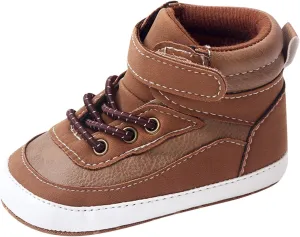 Toddler Baby Boys Girls High Tops Ankle Sneakers Soft Anti-Slip Sole PU Leather Infant Prewalker First Walking Shoes