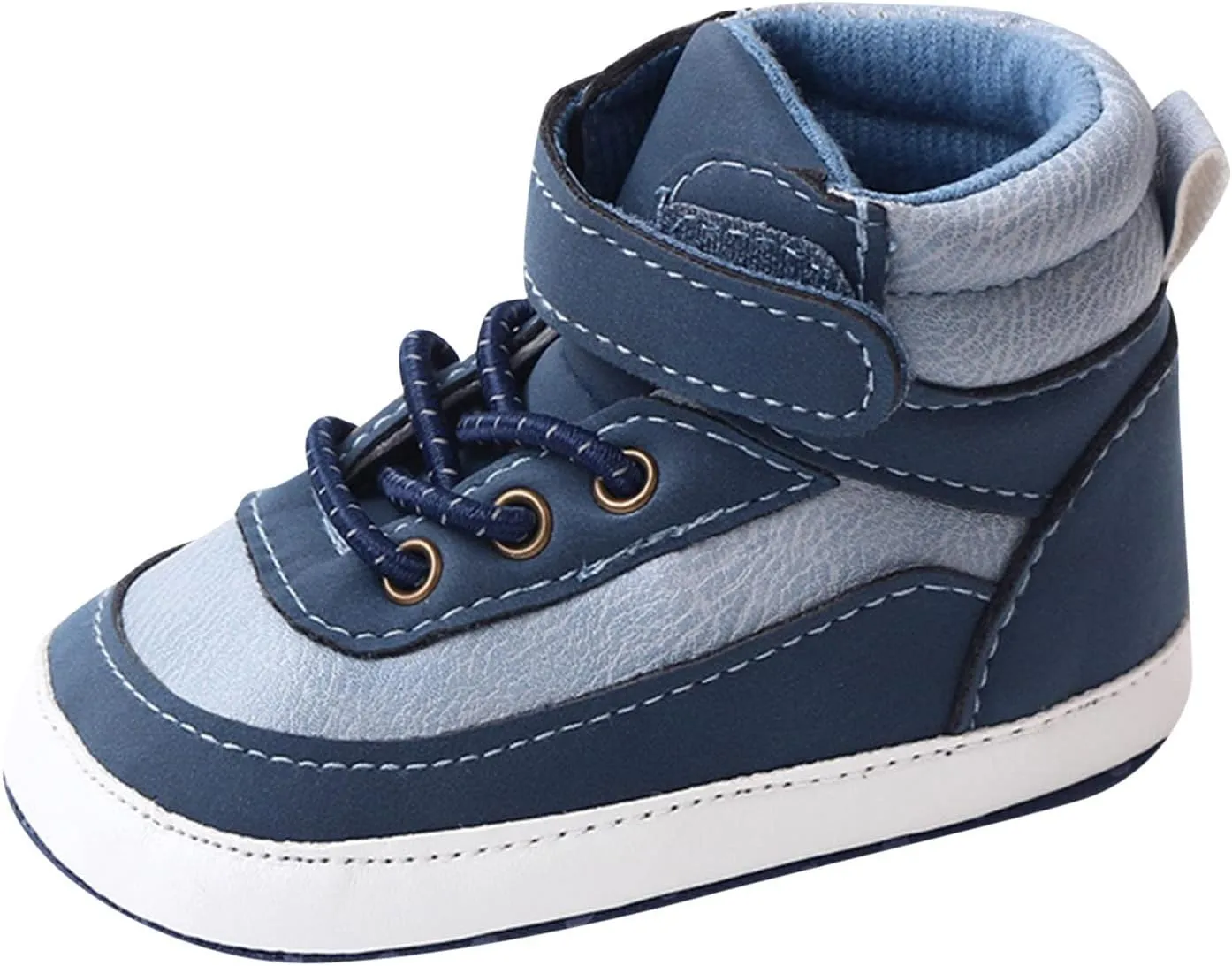 Toddler Baby Boys Girls High Tops Ankle Sneakers Soft Anti-Slip Sole PU Leather Infant Prewalker First Walking Shoes
