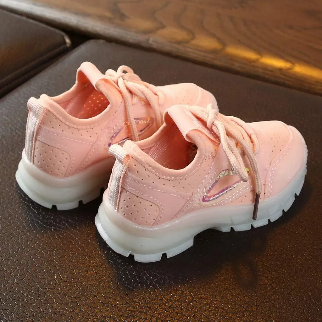 Toddler Baby Boys Girls Sneakers Casual LED Light Luminous Comfortable Breathable Slip On Lace Up Sport Shoes