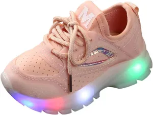 Toddler Baby Boys Girls Sneakers Casual LED Light Luminous Comfortable Breathable Slip On Lace Up Sport Shoes
