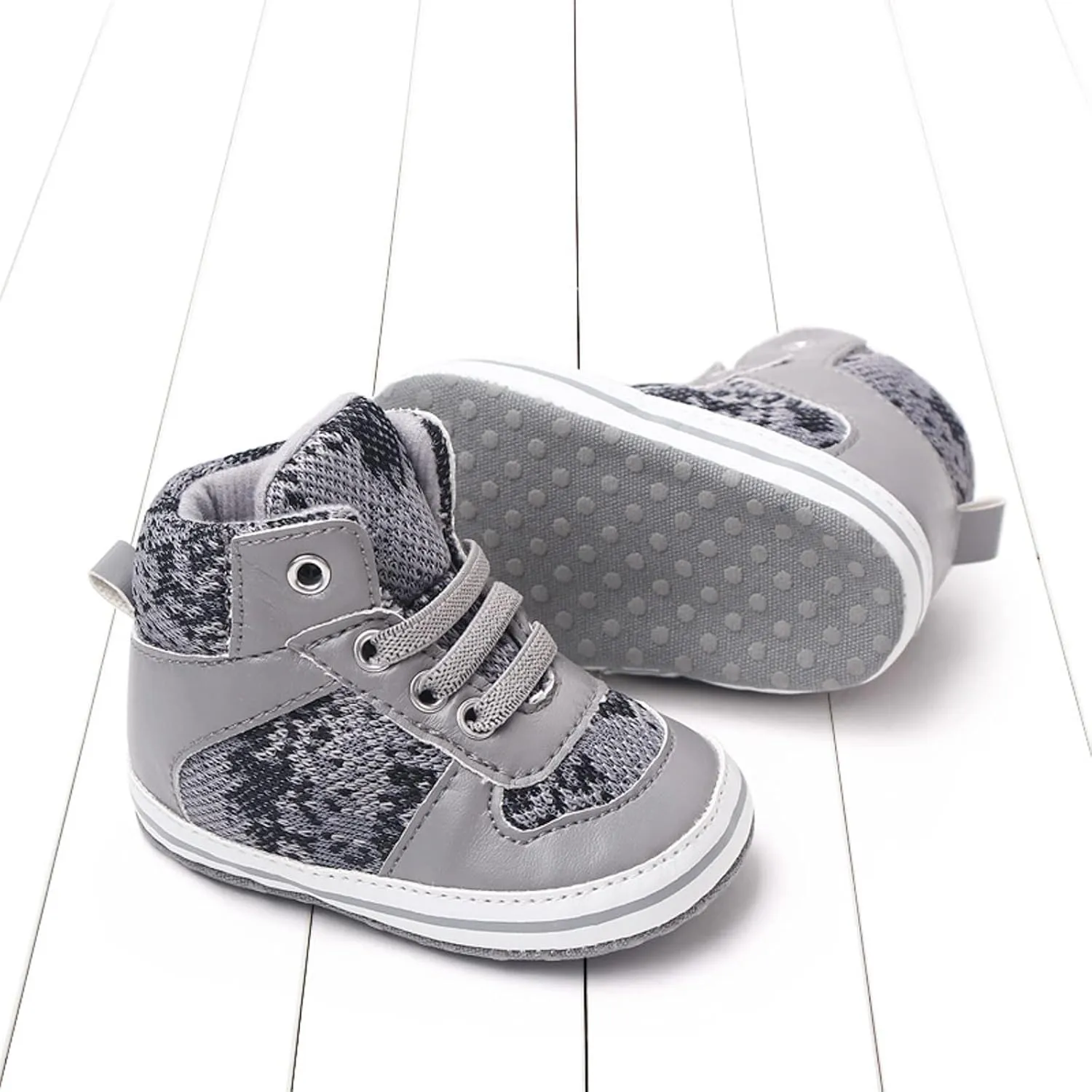 Toddler Baby Girls Boys High Tops Ankle Sneakers Infant Newborn Soft Sole Anti-Slip Prewalker First Walking Shoes