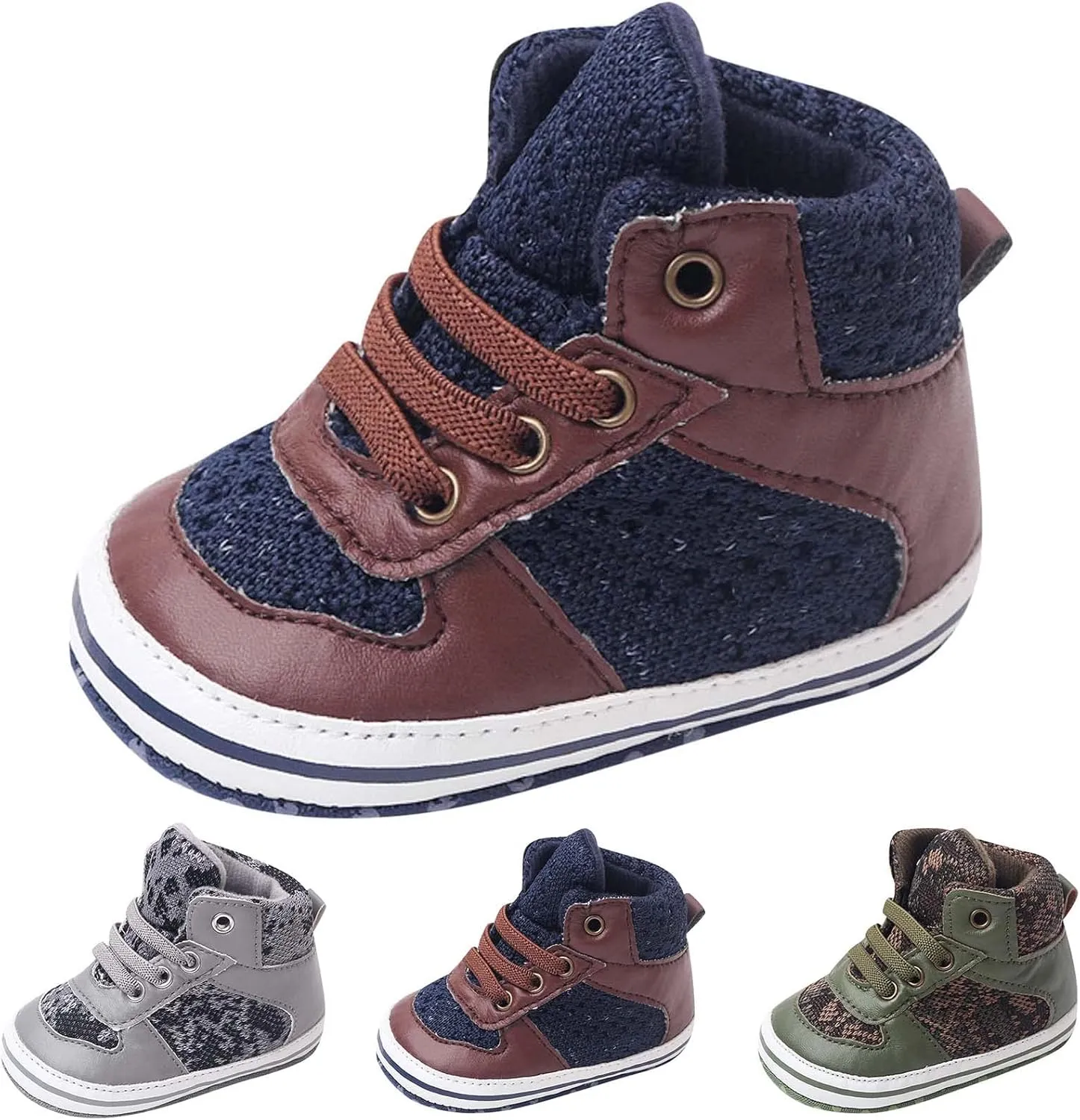 Toddler Baby Girls Boys High Tops Ankle Sneakers Infant Newborn Soft Sole Anti-Slip Prewalker First Walking Shoes