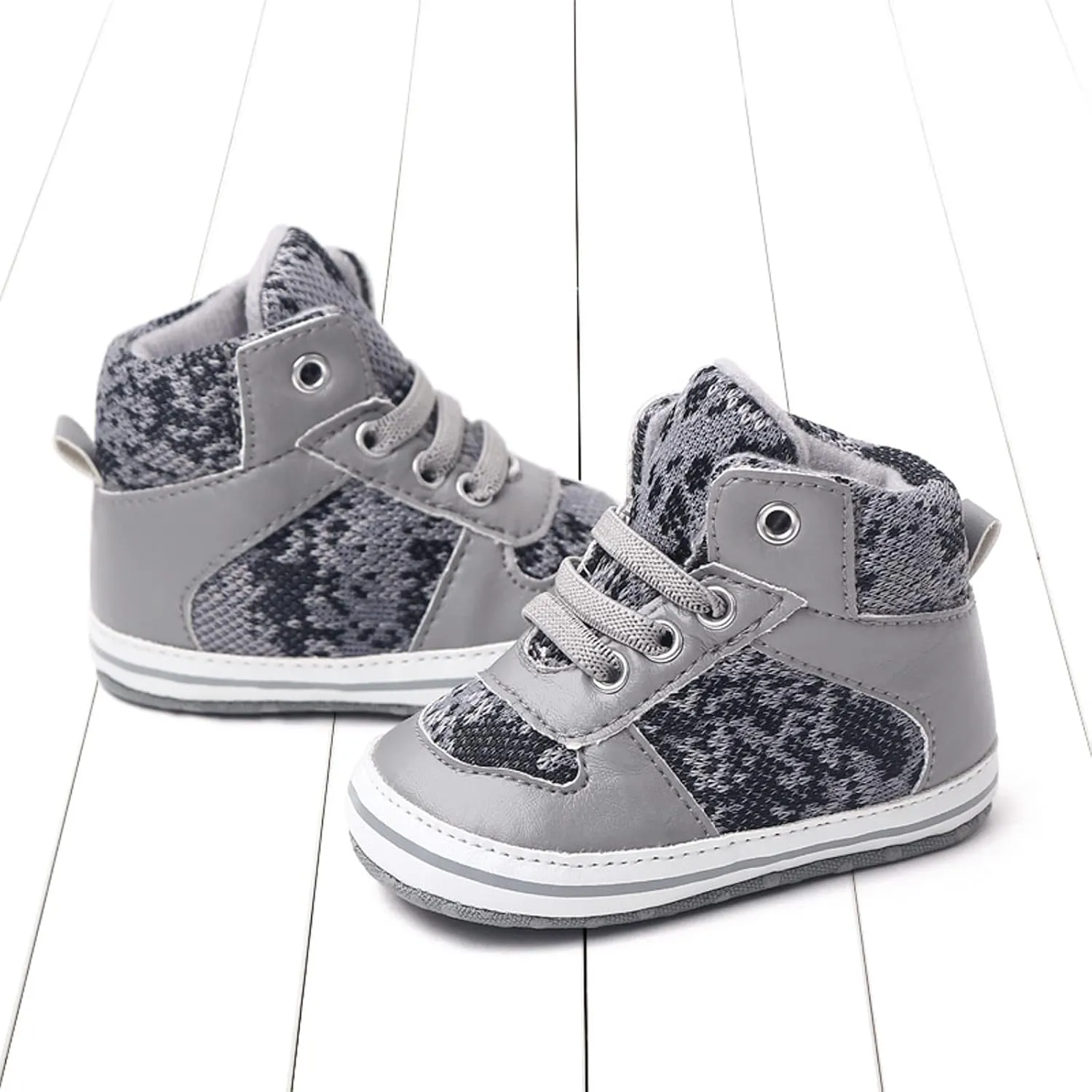 Toddler Baby Girls Boys High Tops Ankle Sneakers Infant Newborn Soft Sole Anti-Slip Prewalker First Walking Shoes
