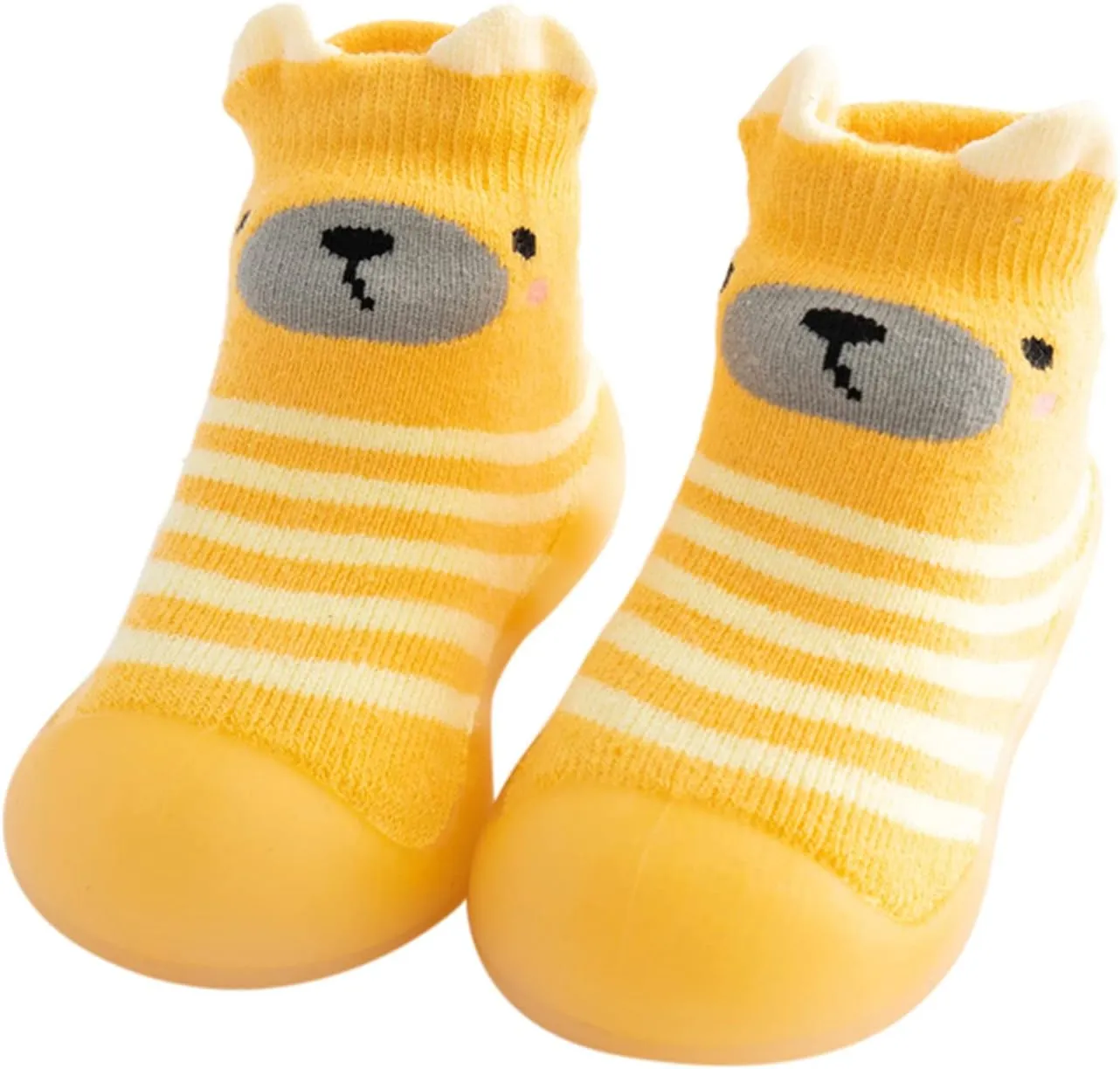 Toddler Baby Girls Boys Sock Shoe Elastic Indoor Slipper Infant First Walking Cartoon Cats Soft Sole Rubber Shoes