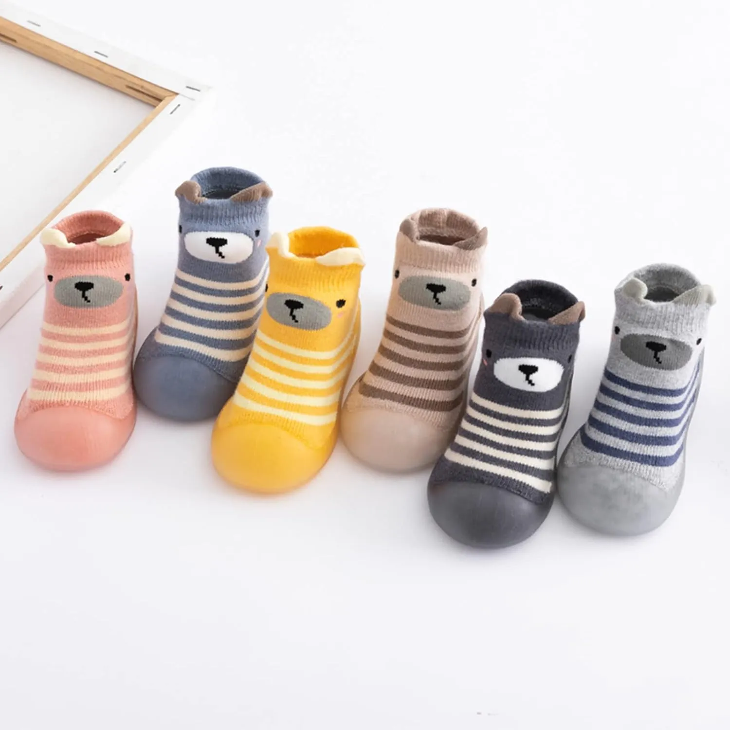 Toddler Baby Girls Boys Sock Shoe Elastic Indoor Slipper Infant First Walking Cartoon Cats Soft Sole Rubber Shoes