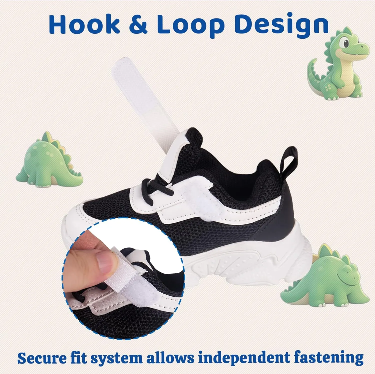 Toddler Baby Girls Boys Tennis White Walking Barefoot Slip on Shoes 18-24 Months Size 5 Wide Toe Box Summer Soft Sole Flexible Dinosaur Cheer Shoes Breathable Outdoor Soccer Rubber Sneakers