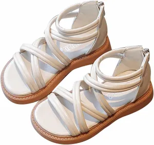 Toddler Baby Girls Sandals Slip On Falts Shoes Cute Weave Hollow Out Non-Slip Soft Sole Beach Sandal Shoe Comfort D-325 Beige 1.5