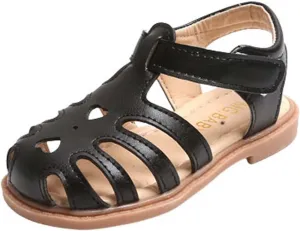 Toddler Baby Girls Sandals Slip On Falts Shoes Cute Weave Hollow Out Non-Slip Soft Sole Beach Sandal Shoe Comfort K-756 Black 10