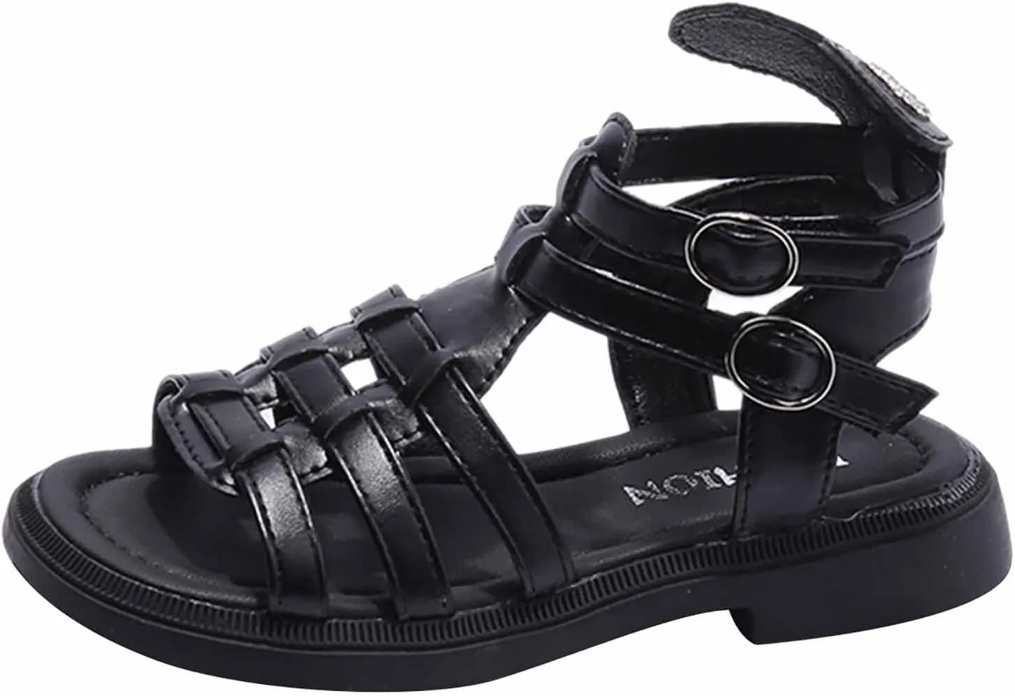 Toddler Baby Girls Sandals Slip On Falts Shoes Cute Weave Hollow Out Non-slip Soft Sole Beach Sandal SHoe Comfort T-025 Black 2