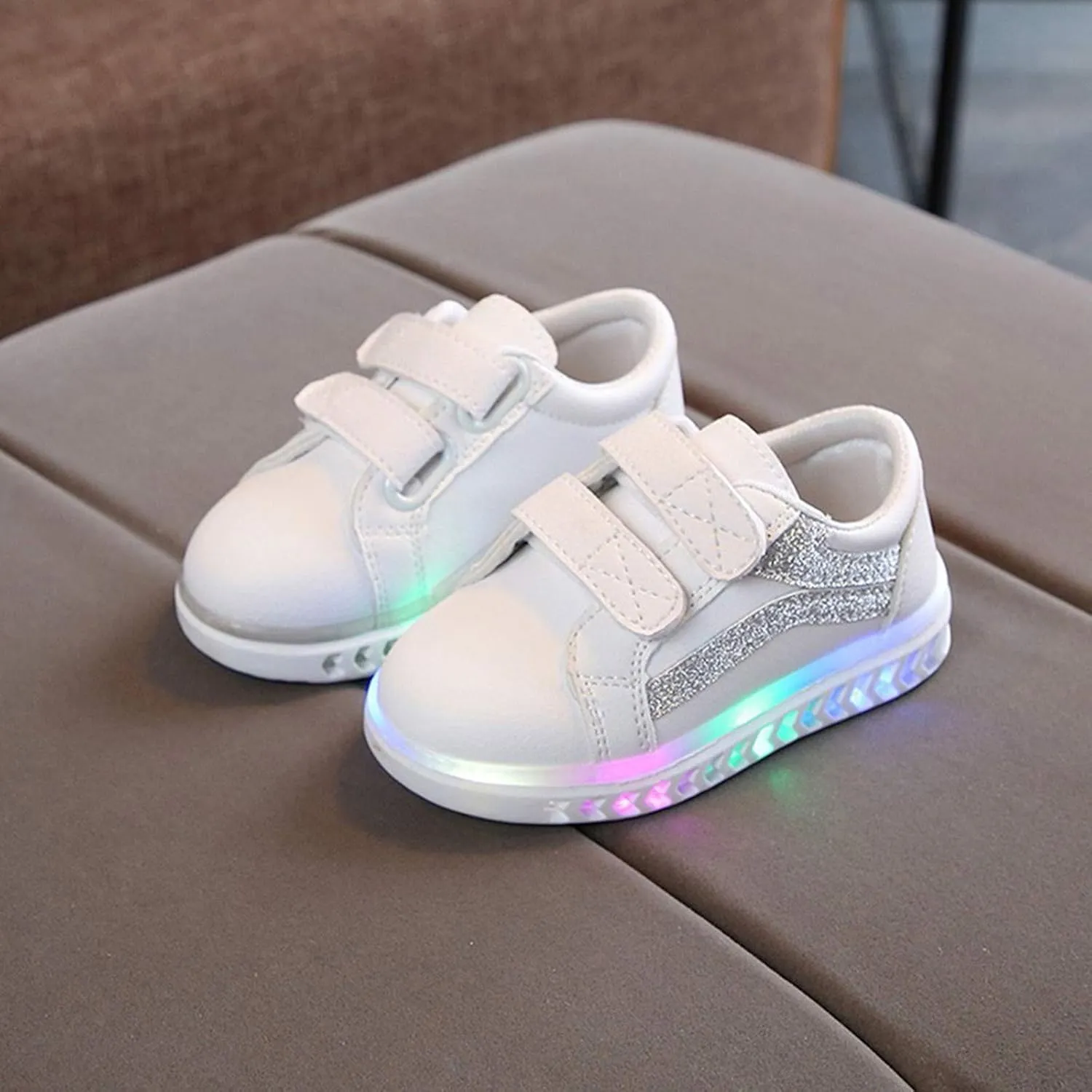 Toddler Baby Kid Baby Girls Boys Striped Bling Flat Led Luminous Sport Sneaker Shoes Sport Outdoor Shoes