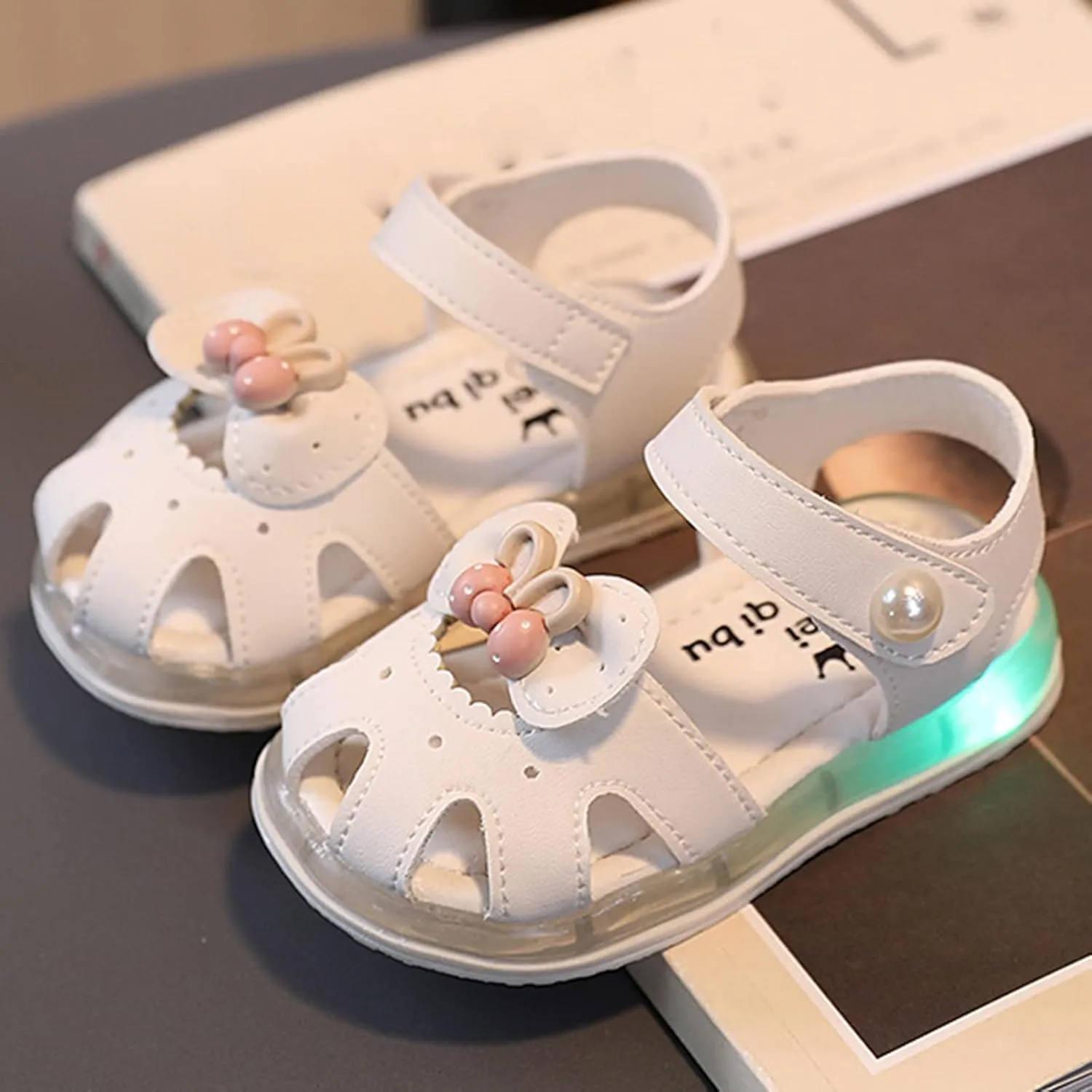 Toddler Baby Kid Girl Boy Sandals Anti Slip Soft Sole Sandals Lightweight Flat Shoes Summer (White, 9.5 Toddler)