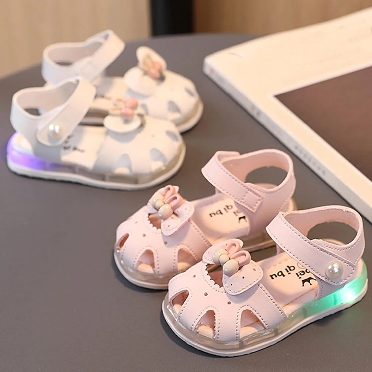 Toddler Baby Kid Girl Boy Sandals Anti Slip Soft Sole Sandals Lightweight Flat Shoes Summer (White, 9.5 Toddler)