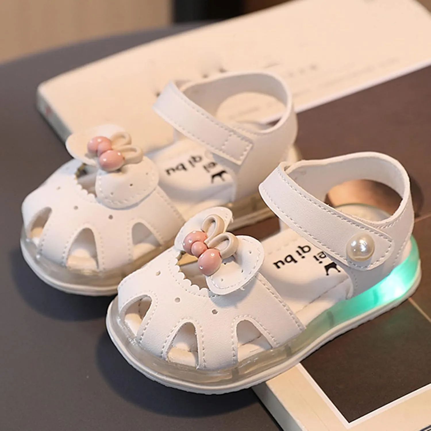 Toddler Baby Kid Girl Boy Sandals Anti Slip Soft Sole Sandals Lightweight Flat Shoes Summer (White, 9.5 Toddler)