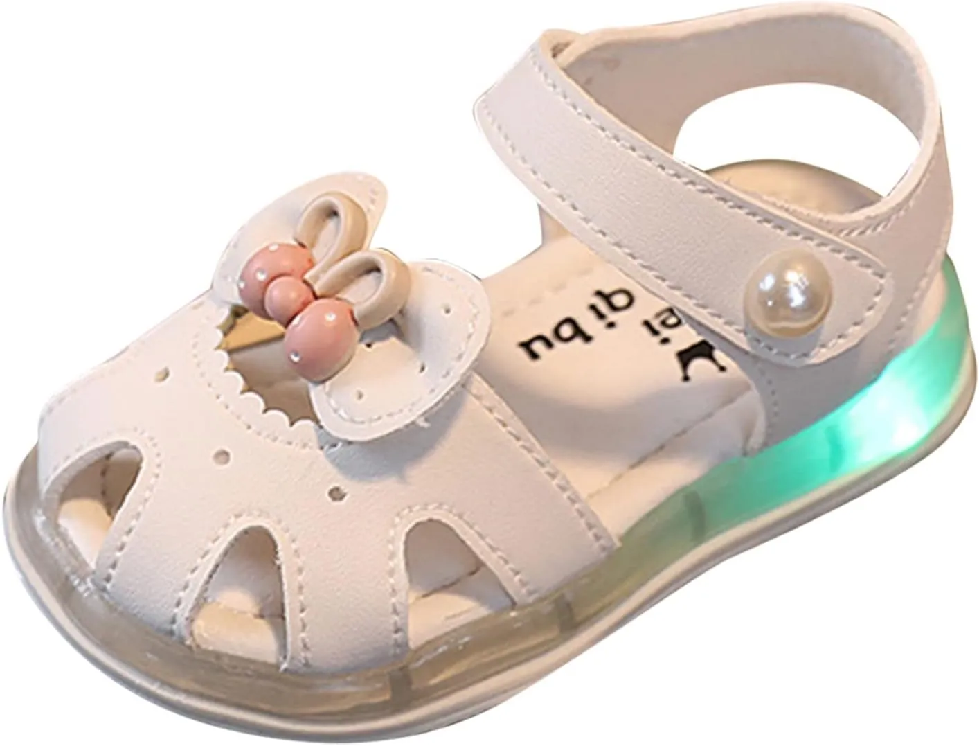 Toddler Baby Kid Girl Boy Sandals Anti Slip Soft Sole Sandals Lightweight Flat Shoes Summer (White, 9.5 Toddler)