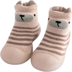 Toddler Baby Solid Warm Knit Soft Sole Sock Shoes Slipper Kids Rubber Stocking Soft Plush Slippers for Boys Girls
