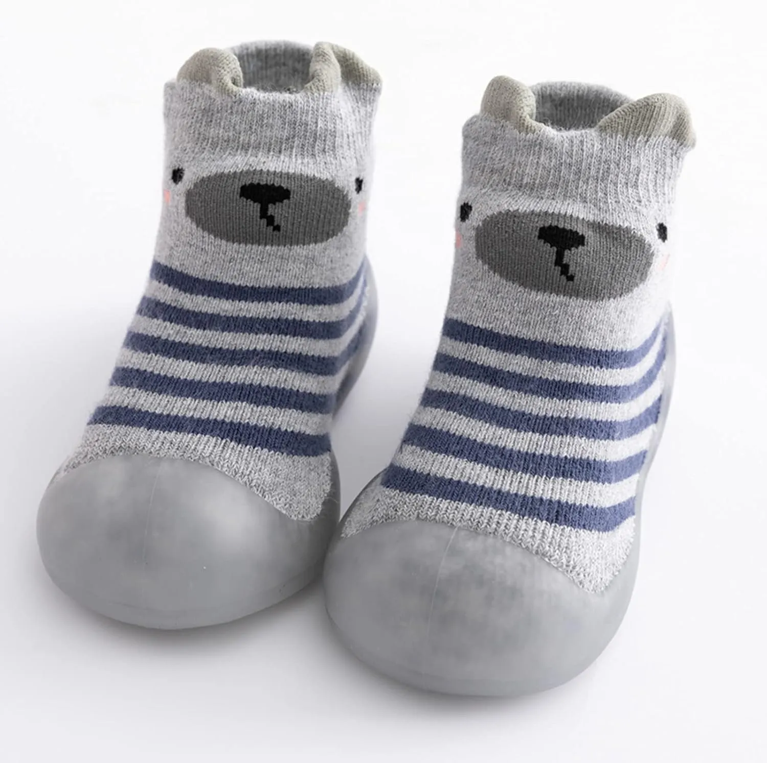Toddler Baby Solid Warm Knit Soft Sole Sock Shoes Slipper Kids Rubber Stocking Soft Plush Slippers for Boys Girls