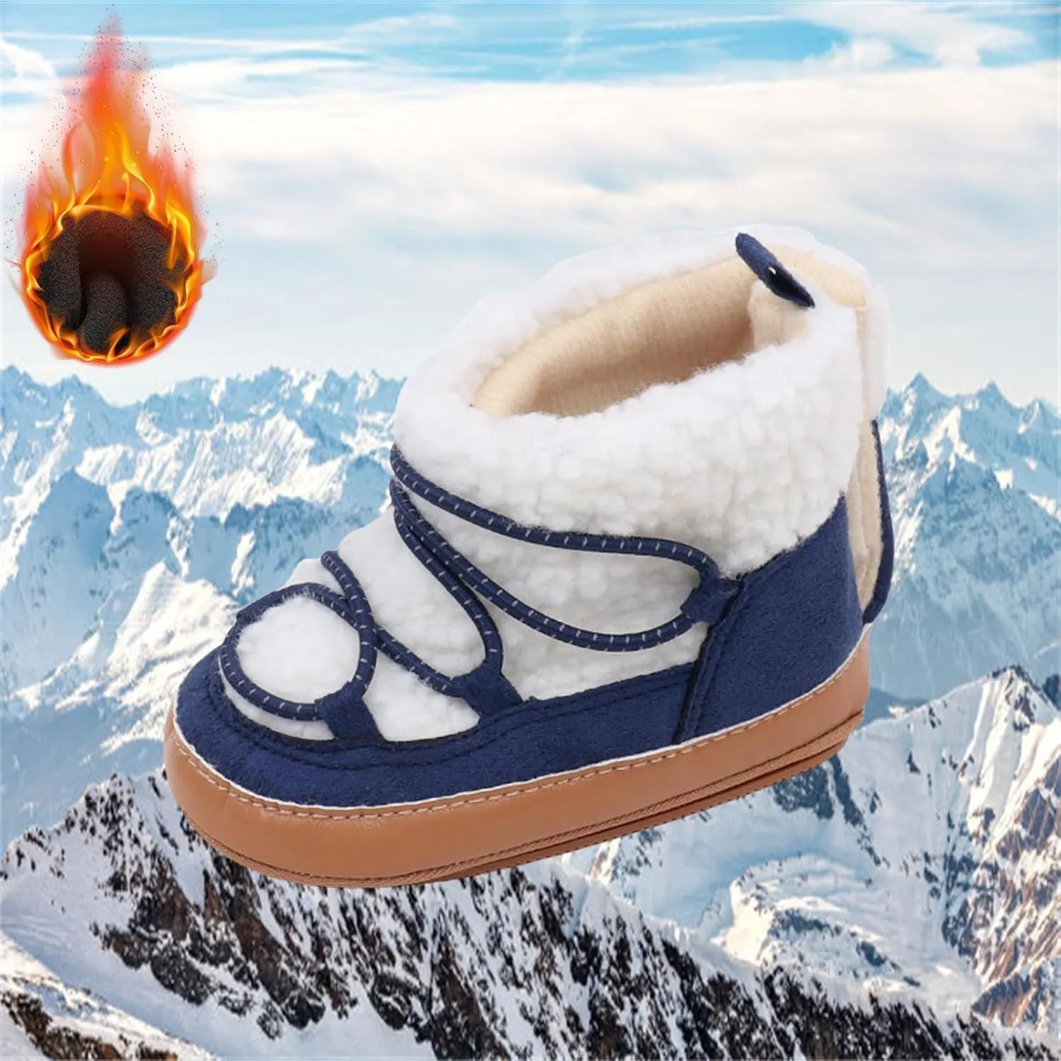 Toddler Baby Winter Fleece Cozy Boots Infant Plush Warm  Lined Soft Non-Slip Soft Sole Sneakers House Shoes