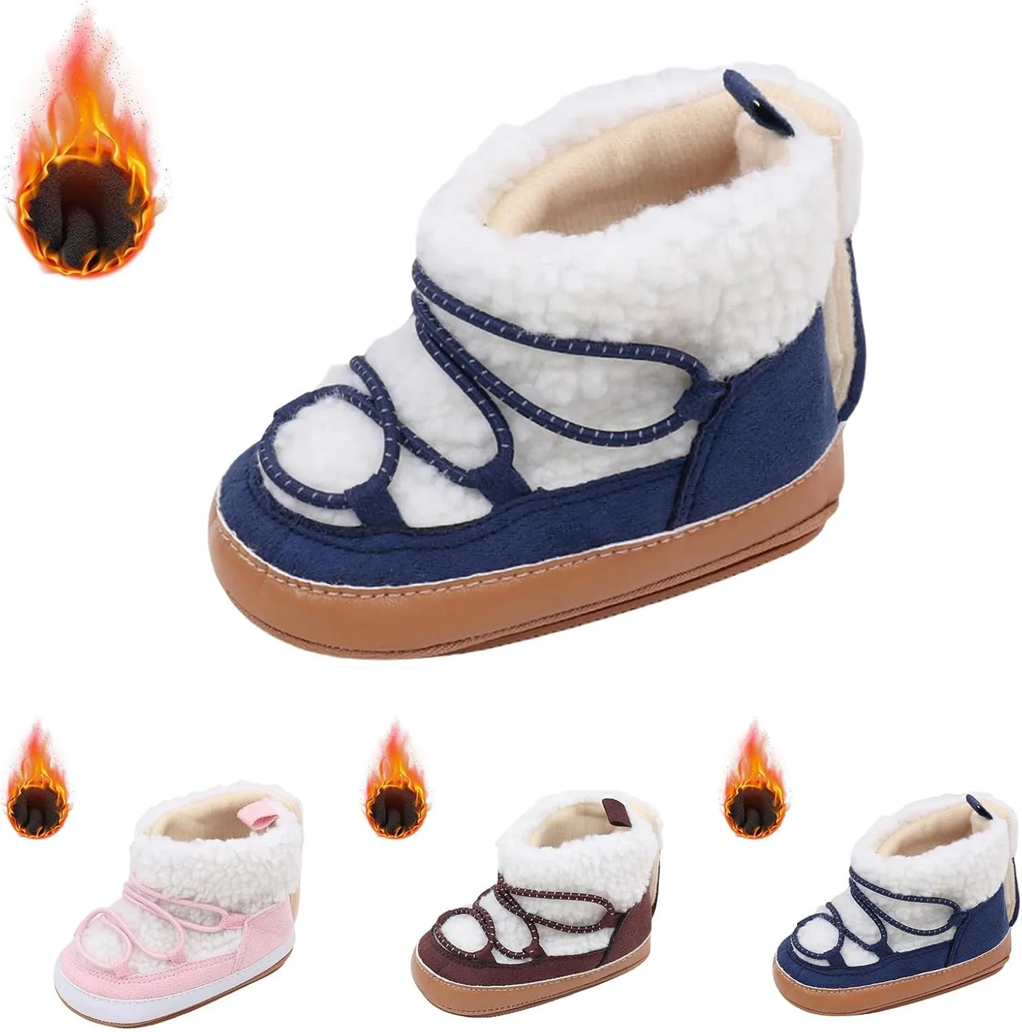 Toddler Baby Winter Fleece Cozy Boots Infant Plush Warm  Lined Soft Non-Slip Soft Sole Sneakers House Shoes