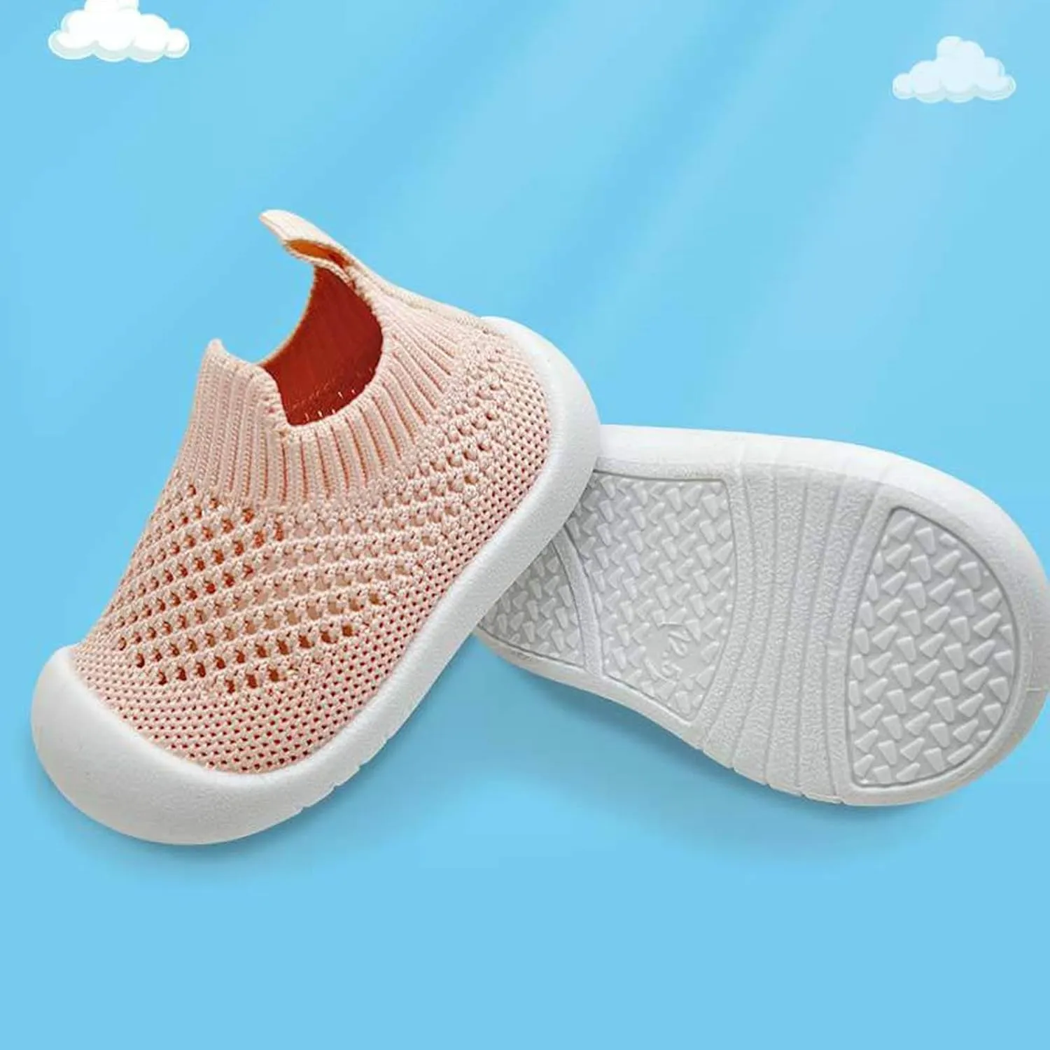 Toddler Boy Girl Mesh Sneakers Baby Knitted Walking Shoes Infant Soft Sole Trainerslittle Kid Breathable Outdoor Shoes
