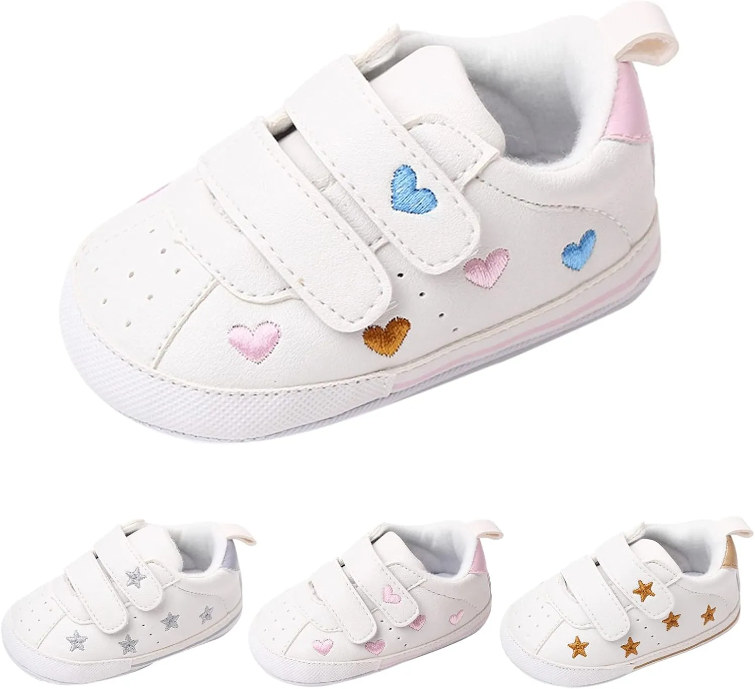 Toddler Boys Girls Flat Bottom Sports Shoes Lightweight Comfortable Double Strap Casual Sneakers for Indoor Outdoor