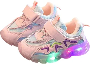 Toddler Boys Girls Light Up Shoes LED Flashing Lightweight Mesh Breathable Adorable Running Sneakers for Kids