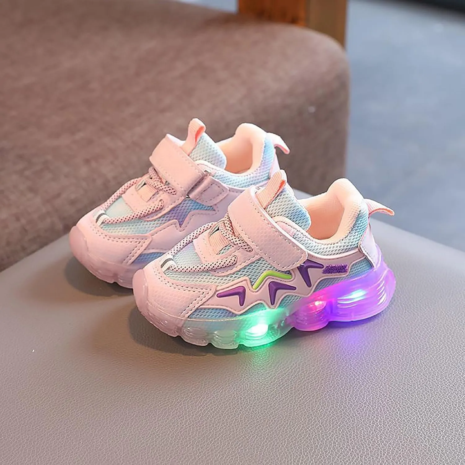 Toddler Boys Girls Light Up Shoes LED Flashing Lightweight Mesh Breathable Adorable Running Sneakers for Kids