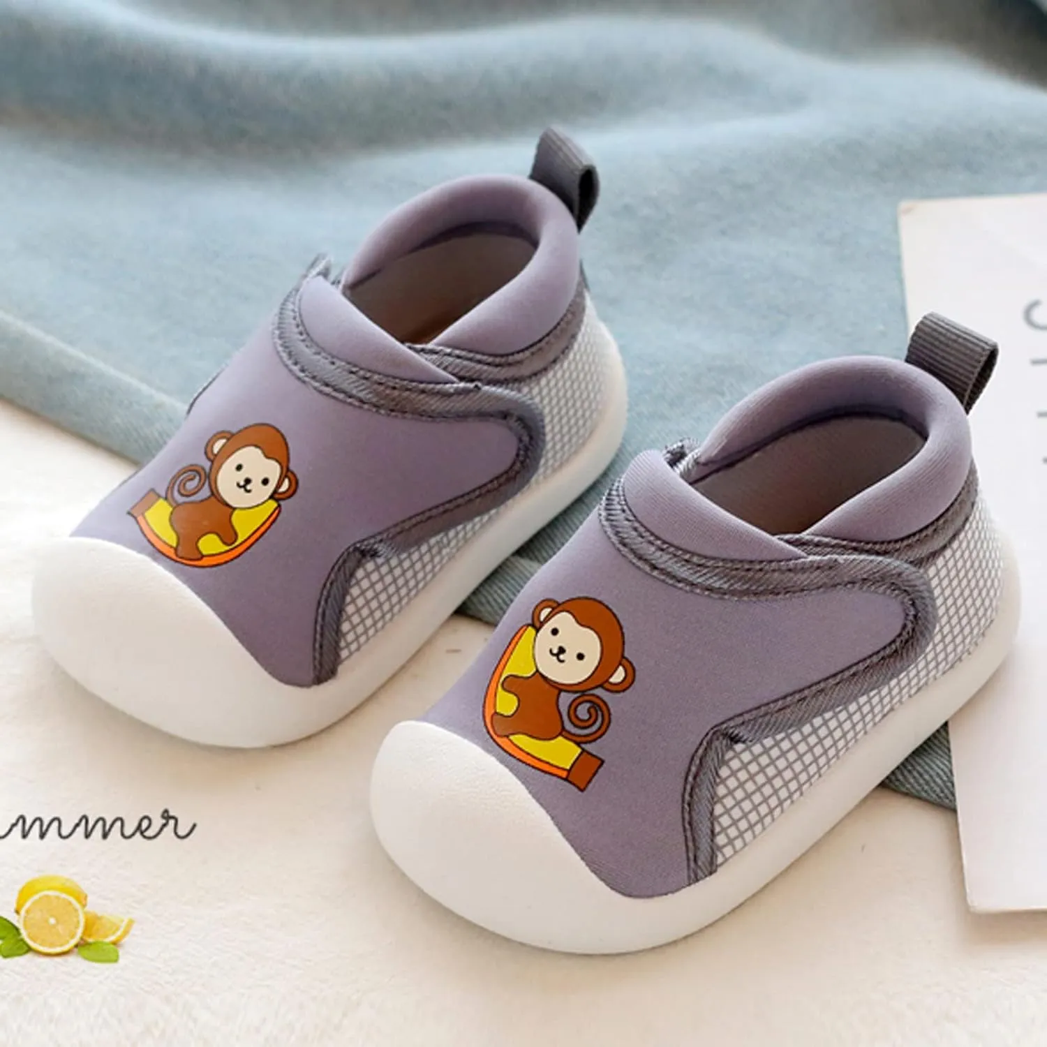 Toddler Boys Girls Walking Shoes, Non-Slip Soft Soles Unisex Baby Cute artoon Animals Slip On Prewalkers Shoes