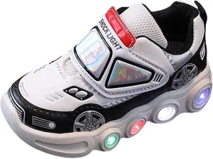 Toddler Boys Shoes Car Pattern Sport Sneaker, Little Fashion Cute Soft Sole Girls Light Up
