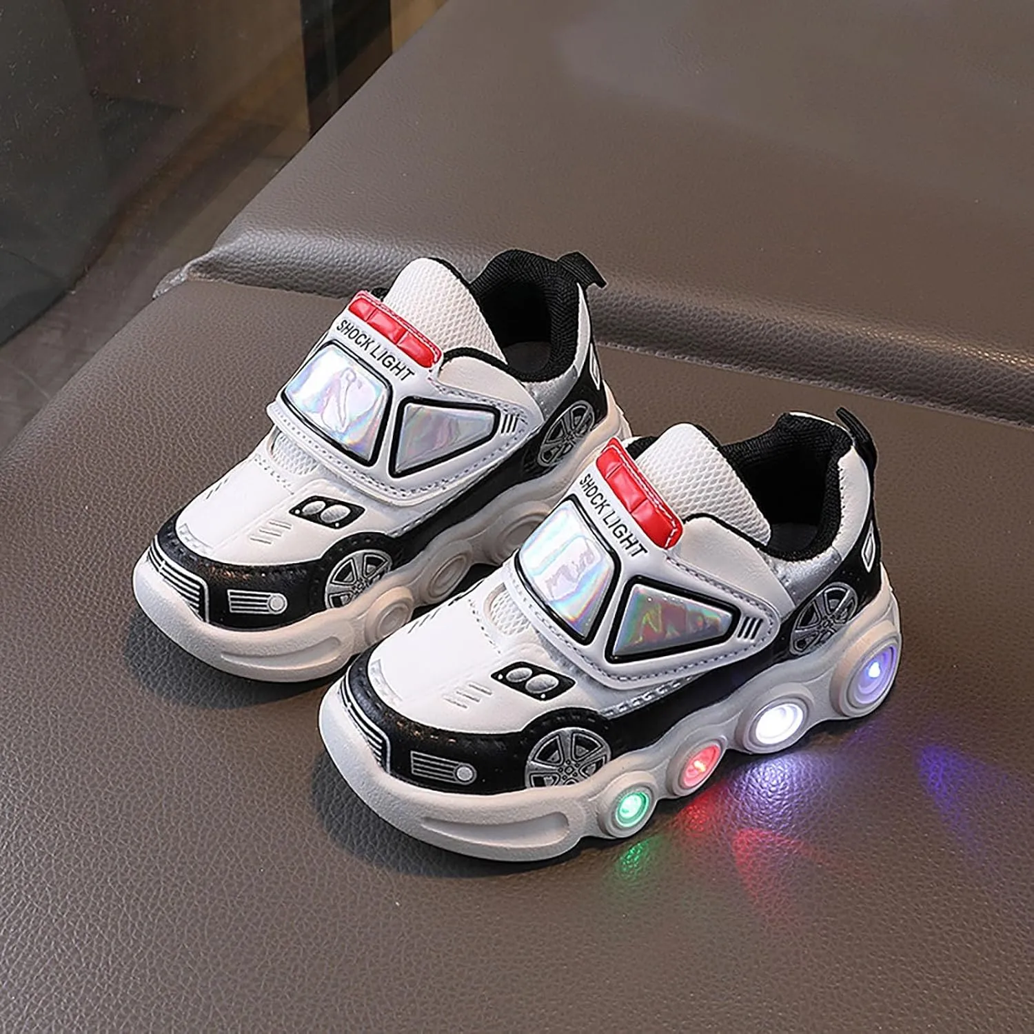 Toddler Boys Shoes Car Pattern Sport Sneaker, Little Fashion Cute Soft Sole Girls Light Up