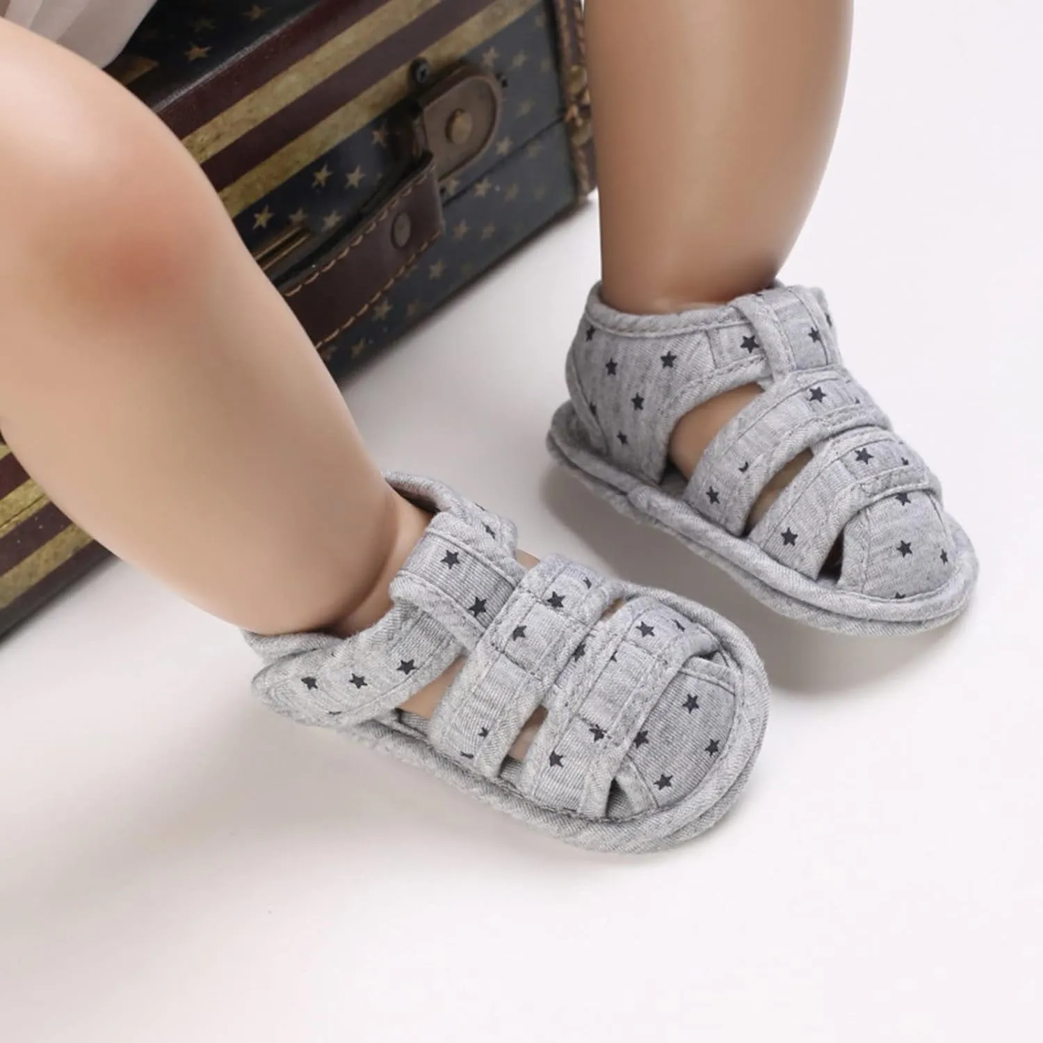 Toddler Cotton Gldiator Sandals Comfy Breathable Closed Toe Flat Shoes Baby Boys Girls Indoor Infant Walking Shoes