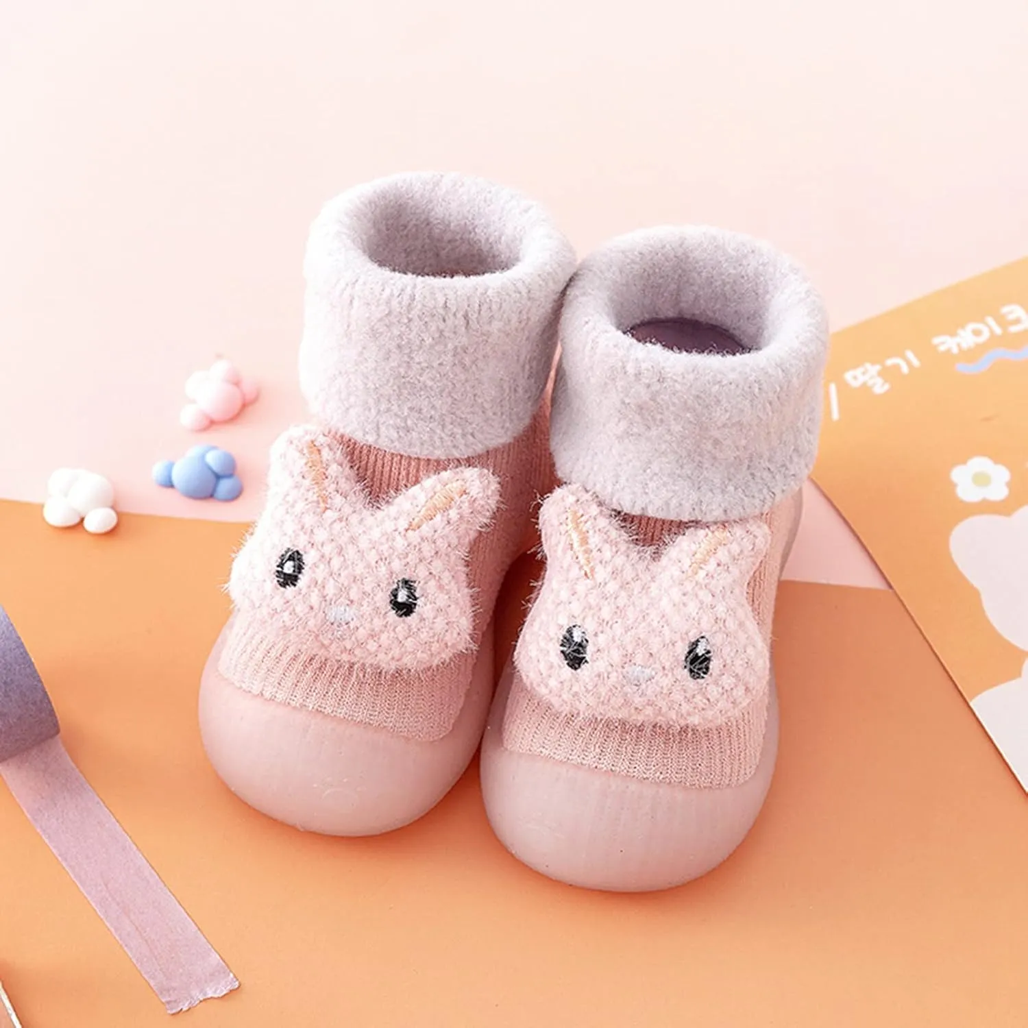 Toddler Cute Cartoon Socks Shoes Warm Winter Cartoon Baby Shoes Baby Soft Sole Shoes Baby Walking Shoes