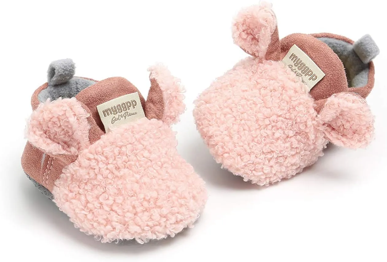 Toddler Cute Slippers Baby Warm Winter Cute Cartoon Animal Shape Shoes 0 to 18 Months Children Soft Sole Slippers
