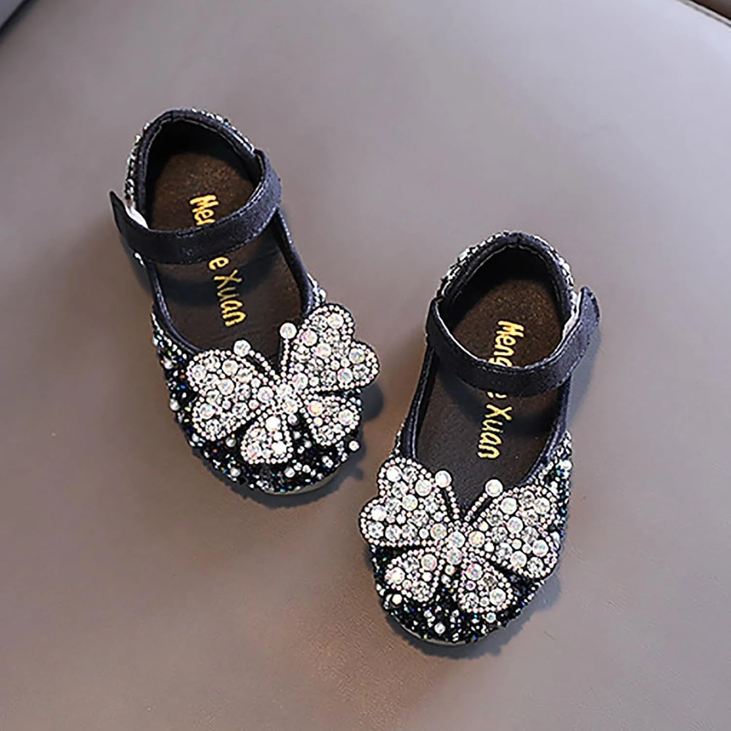 Toddler Dress Shoes Girls Kids Party Wedding Flower Girl Pearl Rhinestone Butterfly Crystal Princess Mary Jane Shoes