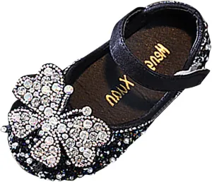 Toddler Dress Shoes Girls Kids Party Wedding Flower Girl Pearl Rhinestone Butterfly Crystal Princess Mary Jane Shoes