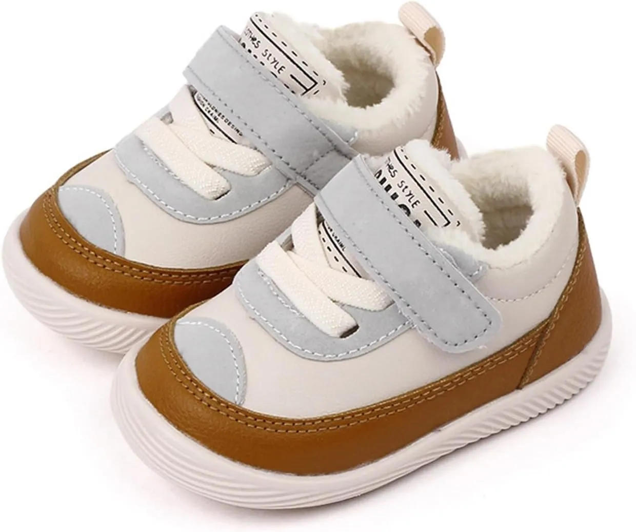 Toddler Fuzzy Sneaker Open Toe First Walking Sport Shoes Baby Boys Girls Soft Sole Non Slip Shoes Light Breathable Ankle
