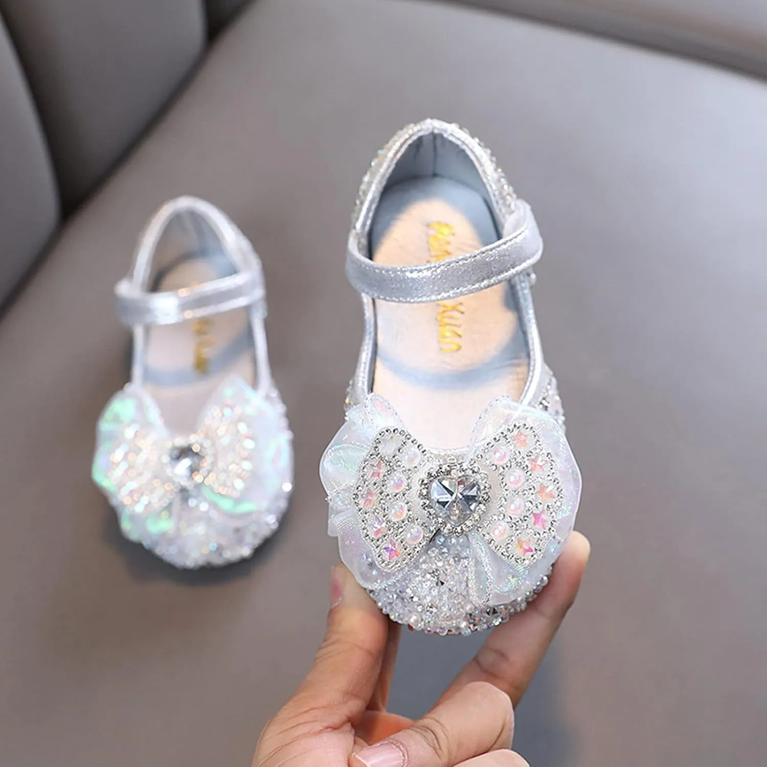 Toddler Girls Mary Jane Flat Shoes Bow Non-Slip Soft Sole Shoes Princess Wedding Party Shoes Baby Dress Shoes