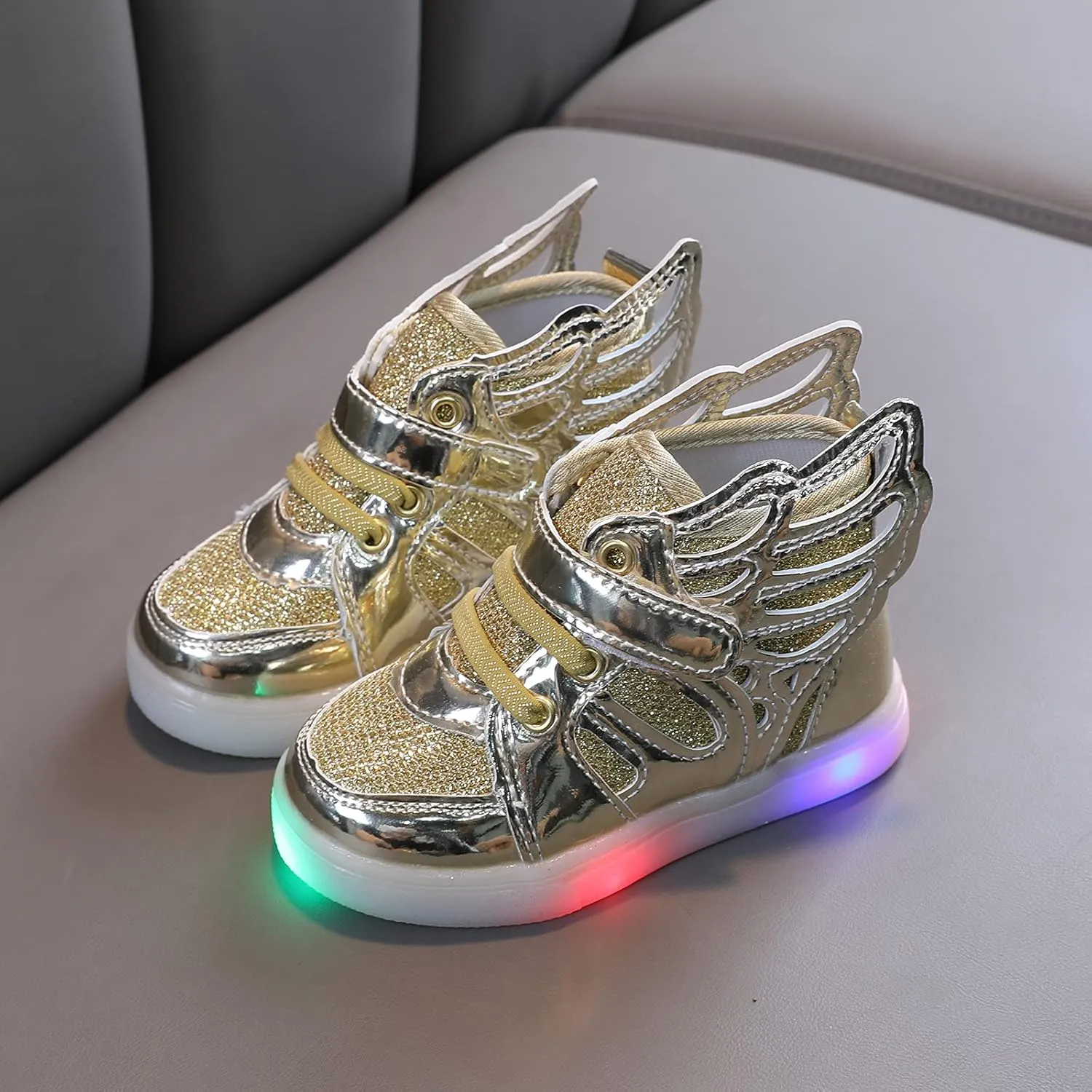 Toddler Glitter Light Up Sneaker Baby Boys Girls Open Toe Soft Sole Non Slip Led Sport Shoes Lightweight Cozy Shoes